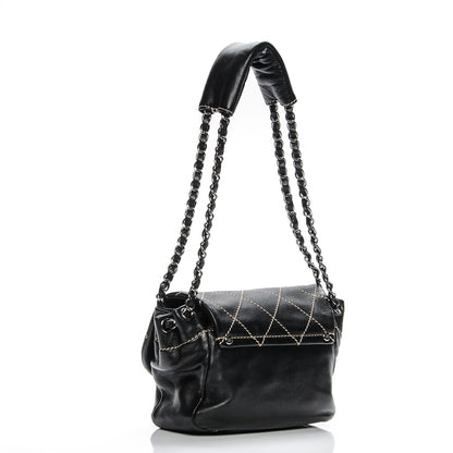 Chanel Lambskin Small Contrast Stitch Surpique Accordion Flap Black 3 of 7