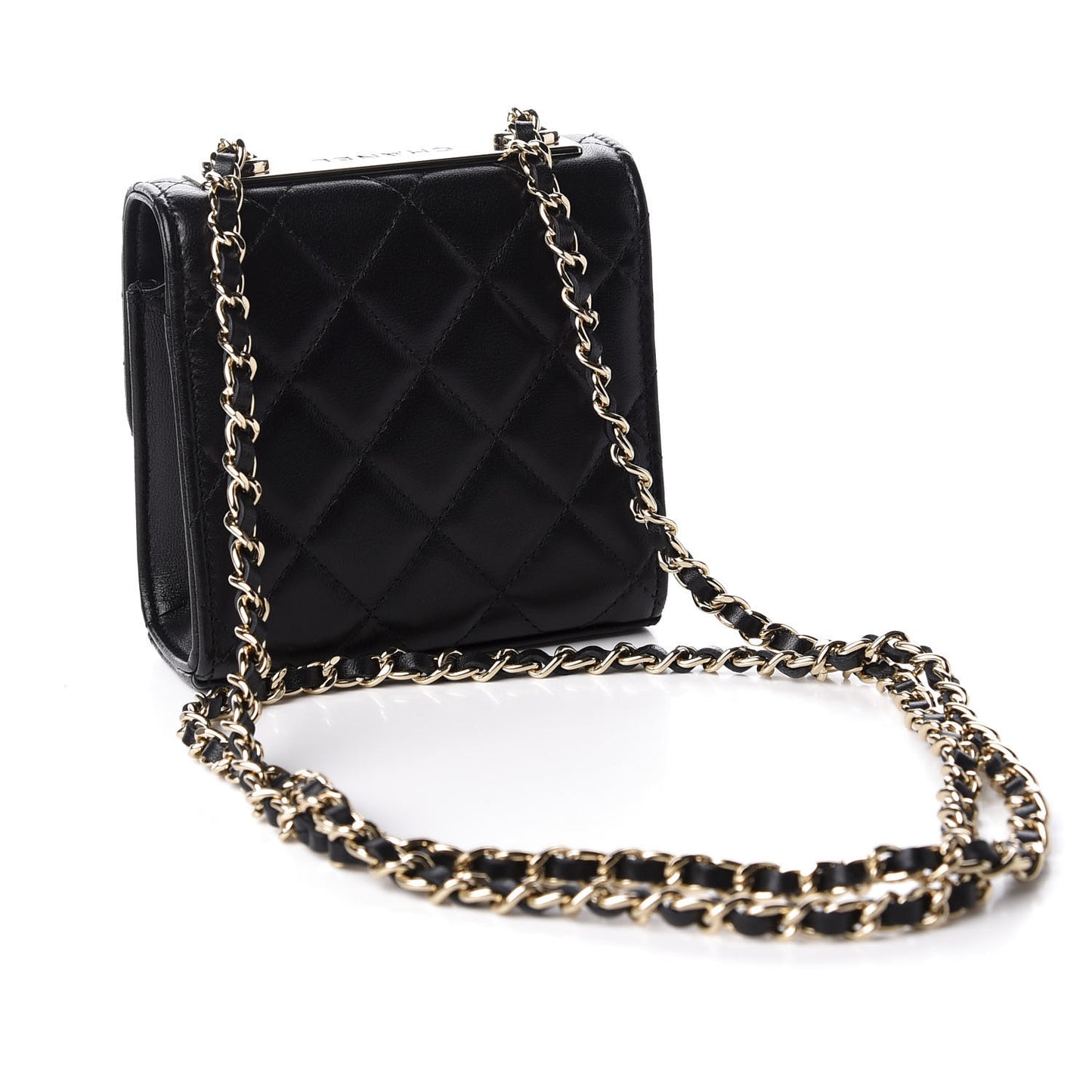 Lambskin Quilted Mini Trendy CC Chain Wallet Black
