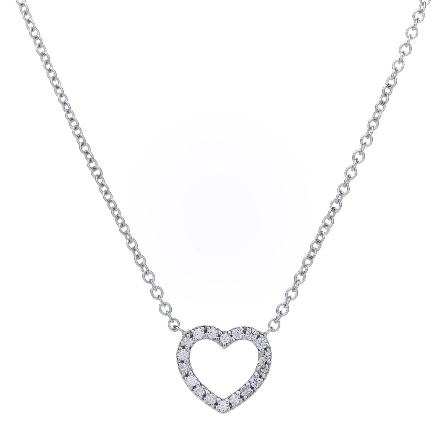 Tiffany 18K White Gold Diamond Metro Heart Pendant Necklace 4 of 6