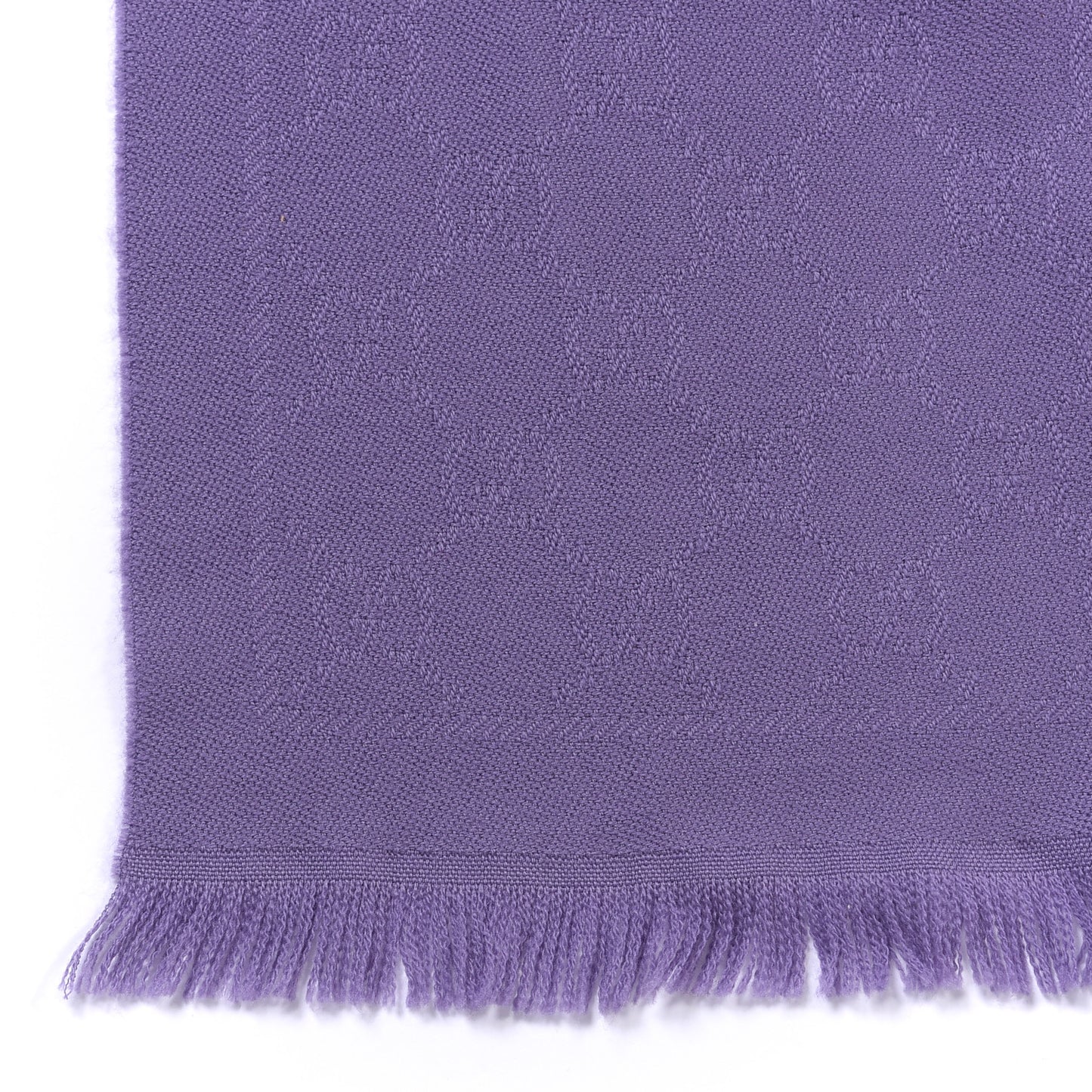Wool Monogram Fringe Scarf Purple