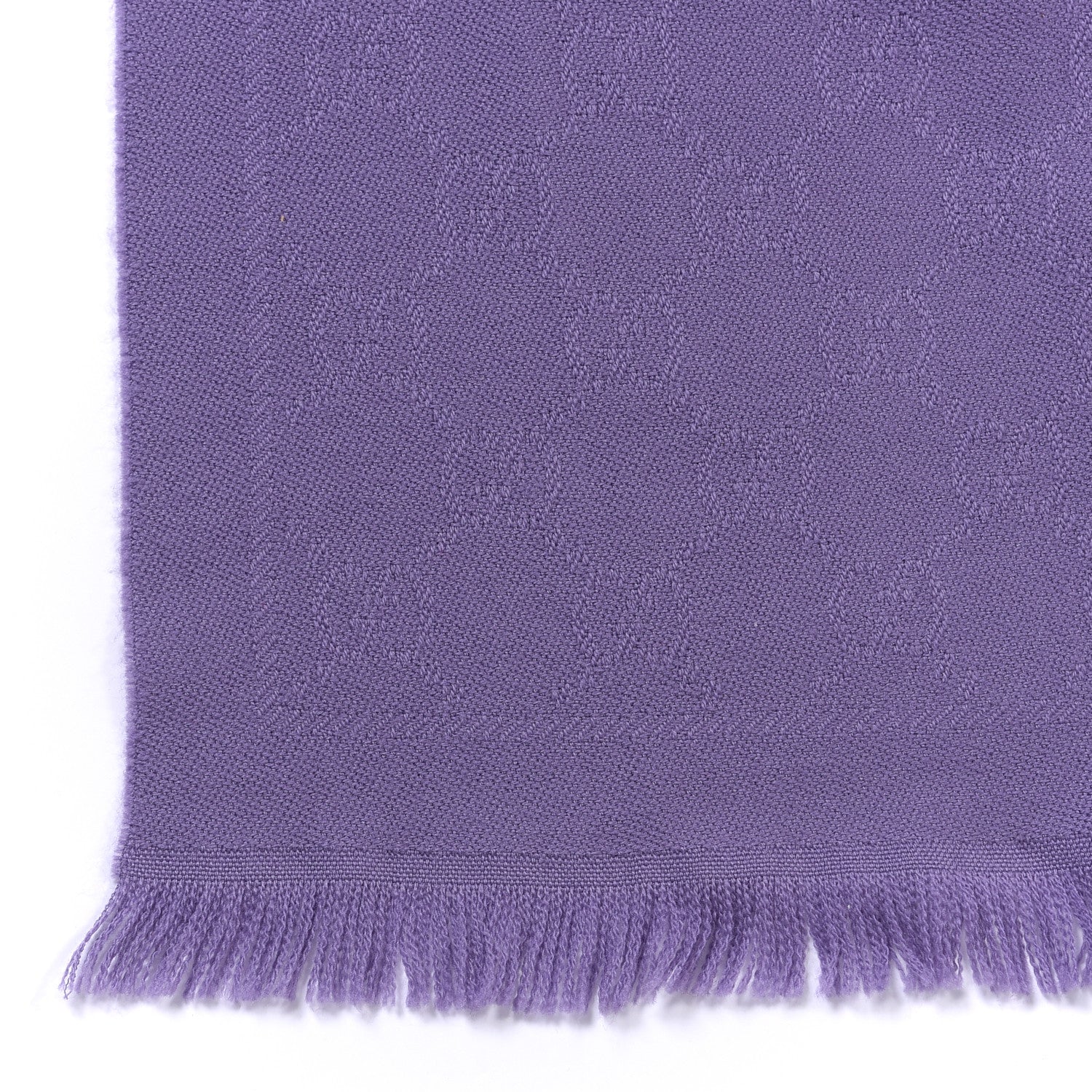 Gucci Wool Monogram Fringe Scarf Purple 3 of 4
