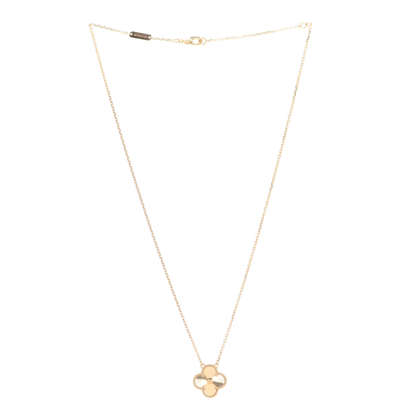 18K Yellow Gold Guilloche Vintage Alhambra Pendant Necklace