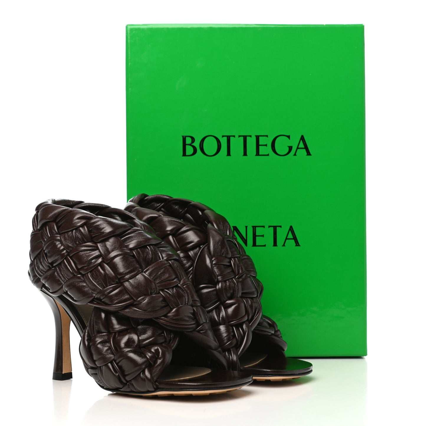 Shiny Nappa Intrecciato The Board Sandals 36 Chocolate
