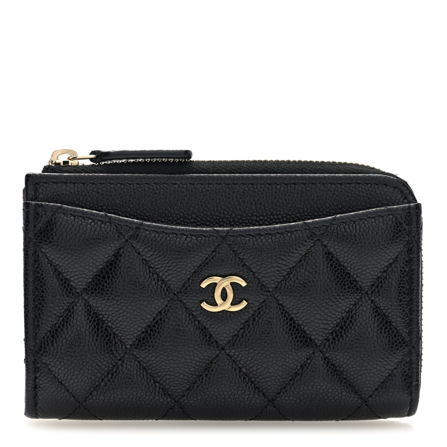 Chanel Caviar Quilted CC Zip Around Card Holder Black 1 of 8