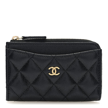 Chanel Caviar Quilted CC Zip Around Card Holder Black 1 of 8