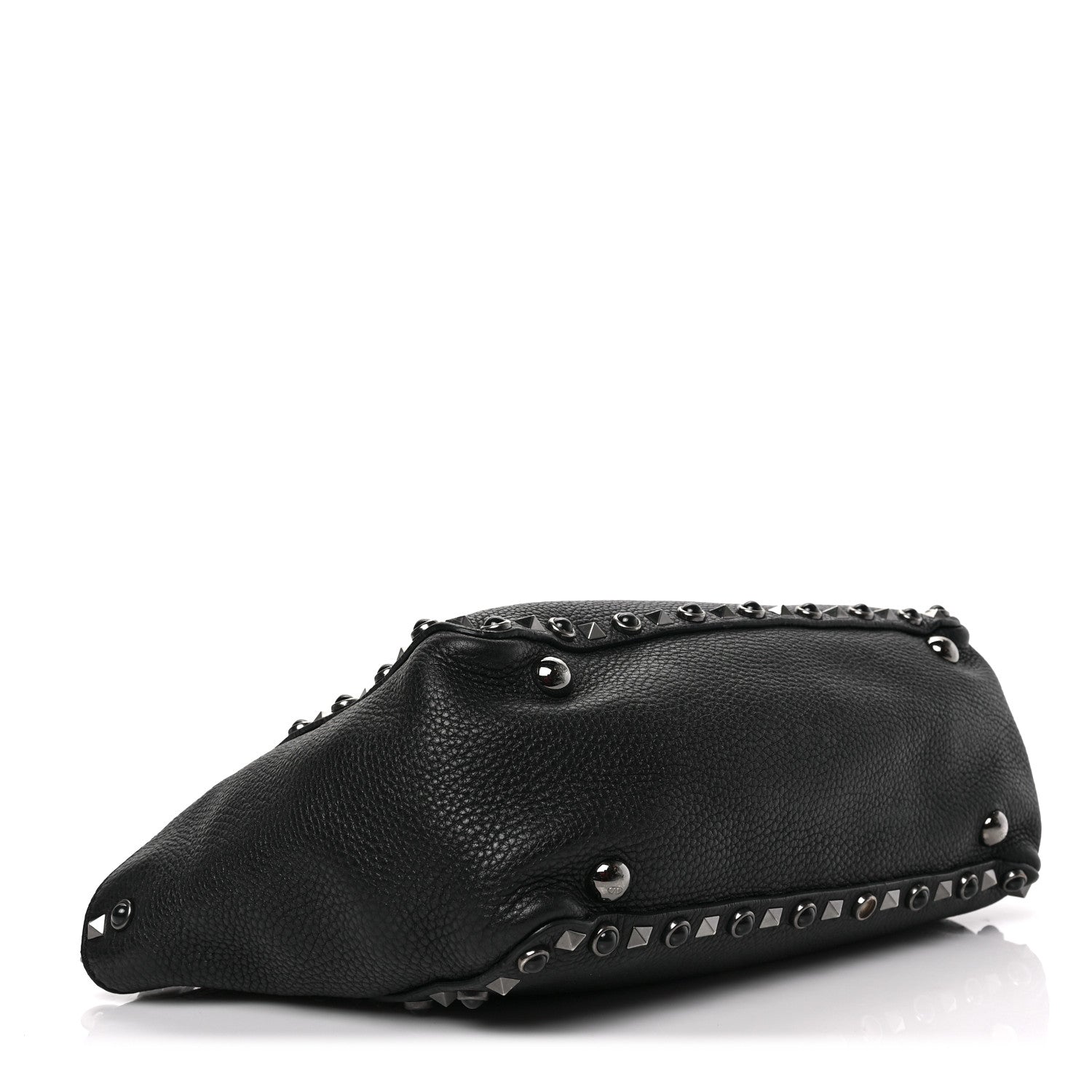 Valentino Garavani Grained Calfskin Onyx Small Rockstud Rolling Tote Black 4 of 9