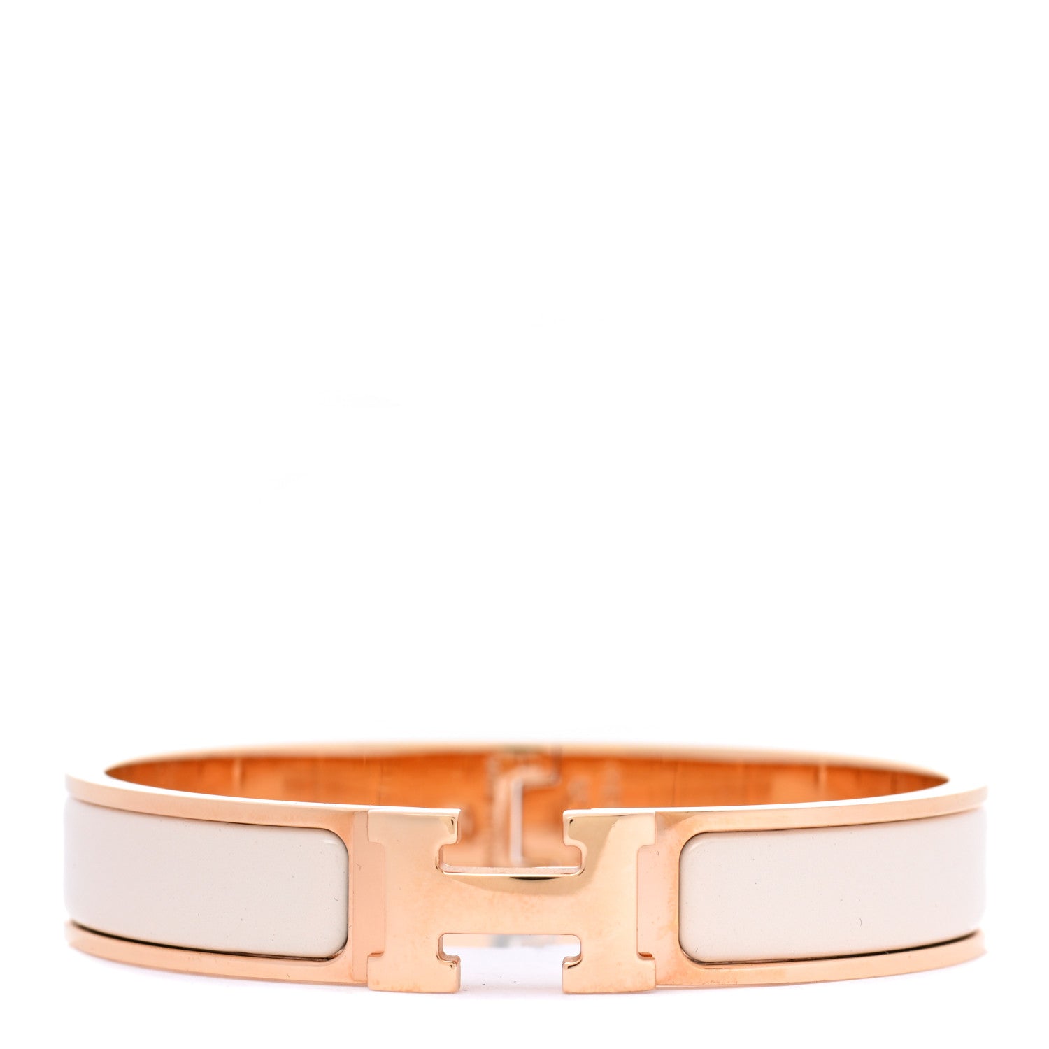 Hermes Enamel Narrow Clic Clac H Bracelet GM White 1 of 5