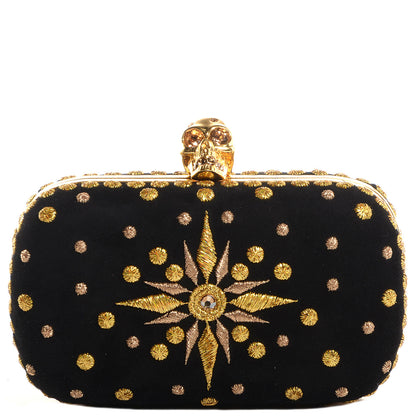 Alexander McQueen Glory Embroidery Skull Box Clutch Black 1 of 8