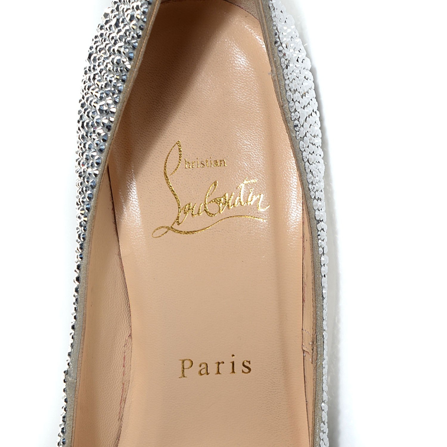 Christian Louboutin Suede Burma Strass Decollete 554 100 Pumps 37 Silver 7 of 7