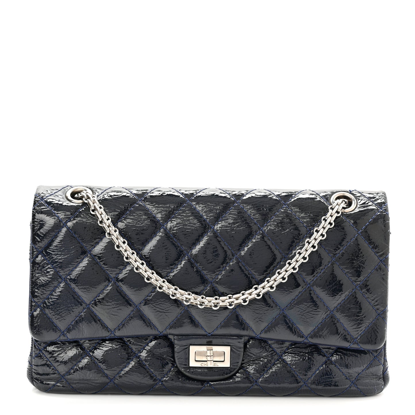 Distressed Patent Quilted 2.55 Reissue 226 Flap Navy