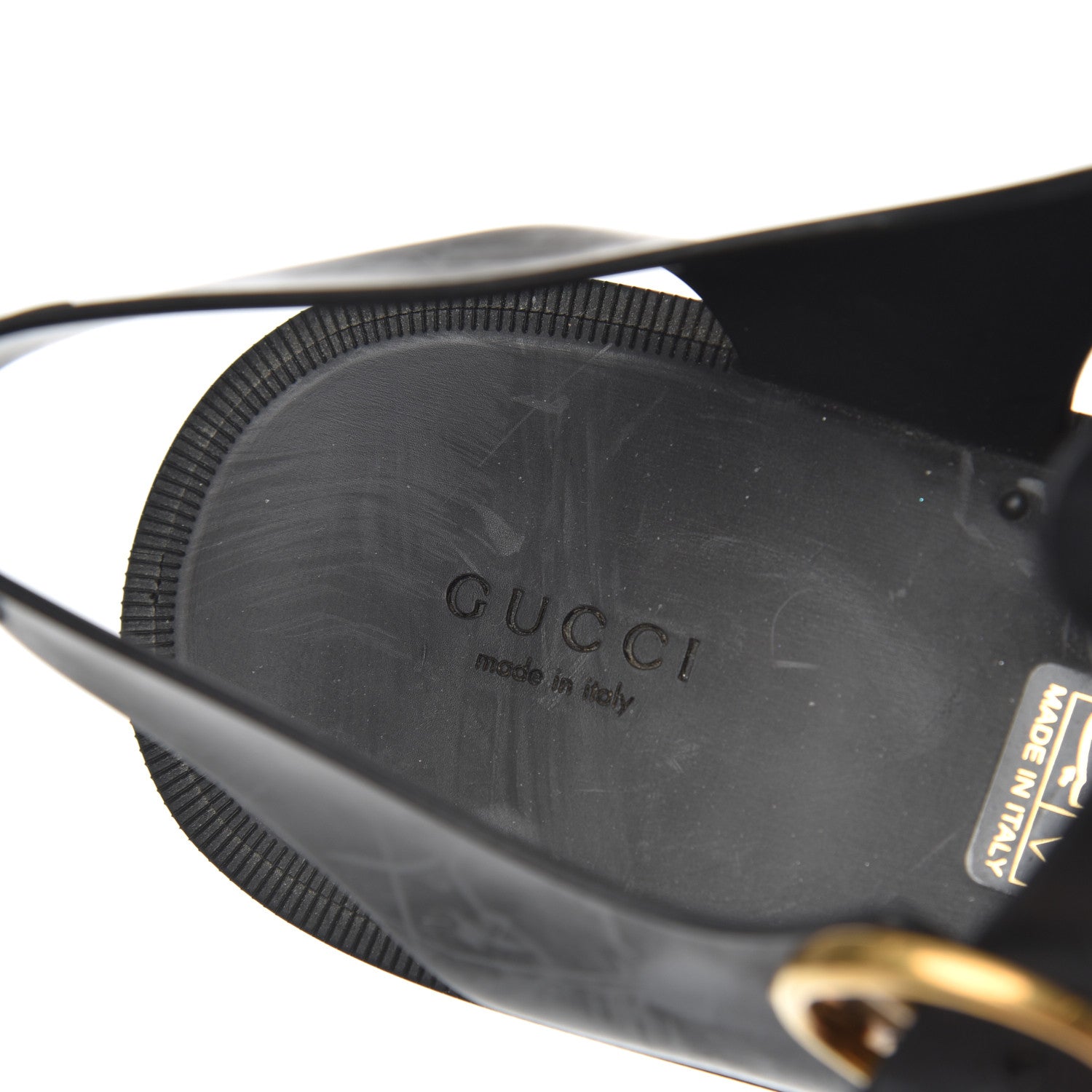 Gucci Rubber Crystal Womens Buckle Strap Sandals 37 Black 6 of 14