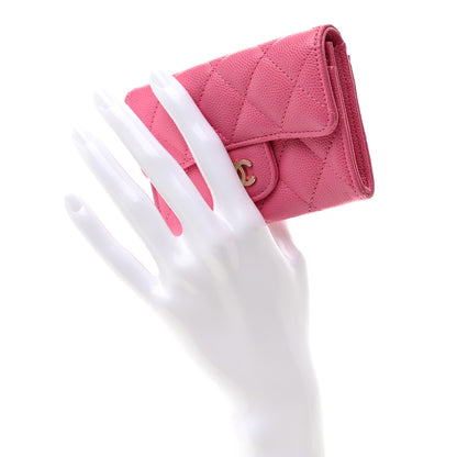 Chanel Caviar Quilted Flap Card Holder Wallet Pink 2 of 8