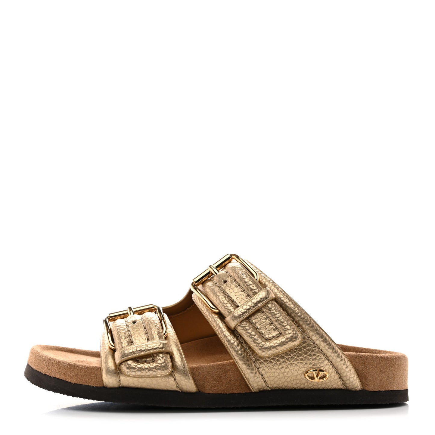 Metallic Nappa Anywear Slide Sandals 37 Antique Brass
