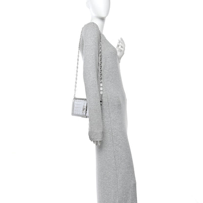 Versace Metallic Crocodile Embossed Calfskin Greca Goddess Wallet On Chain Silver 2 of 9