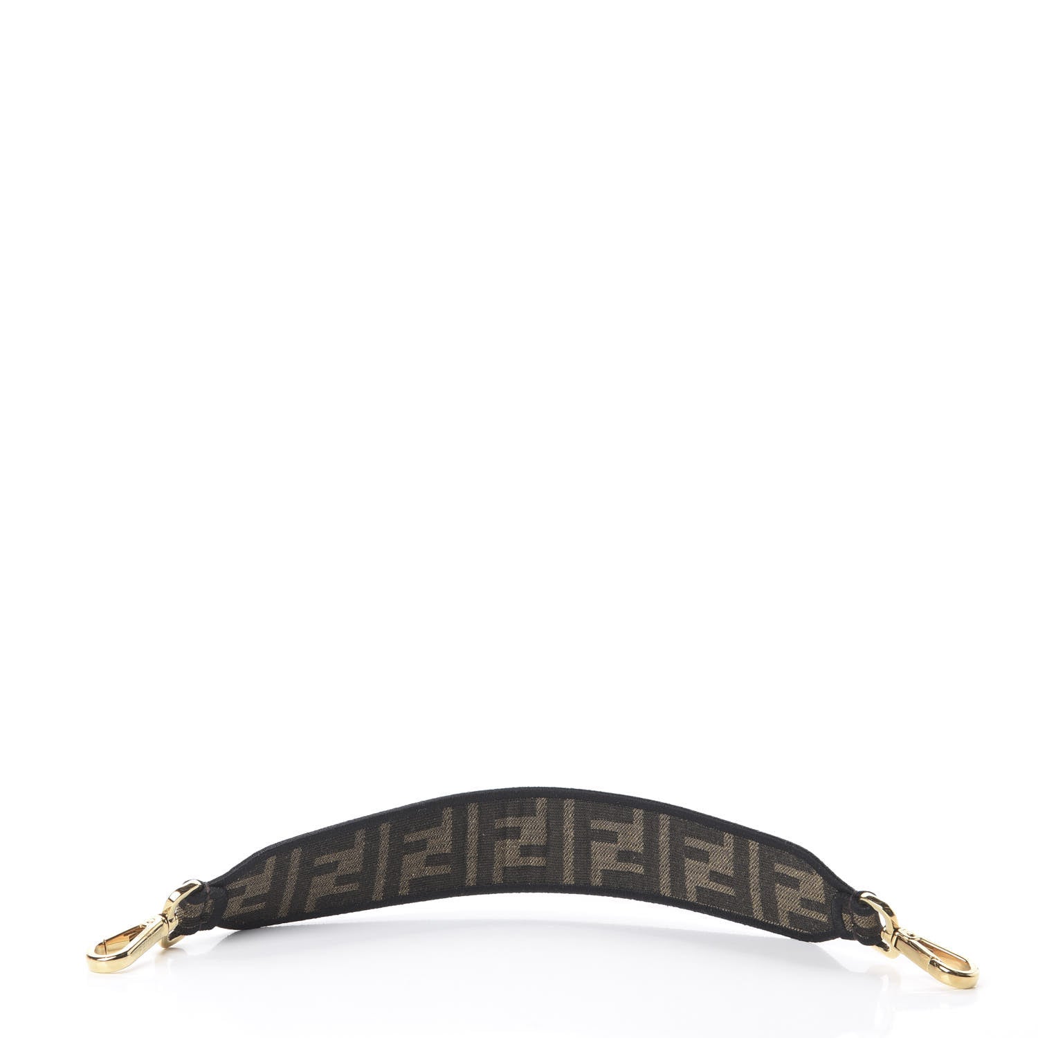 Fendi Fabric Jacquard FF 1974 Logo Threaded Edge Mini Strap You Tobacco Moro Black 2 of 2