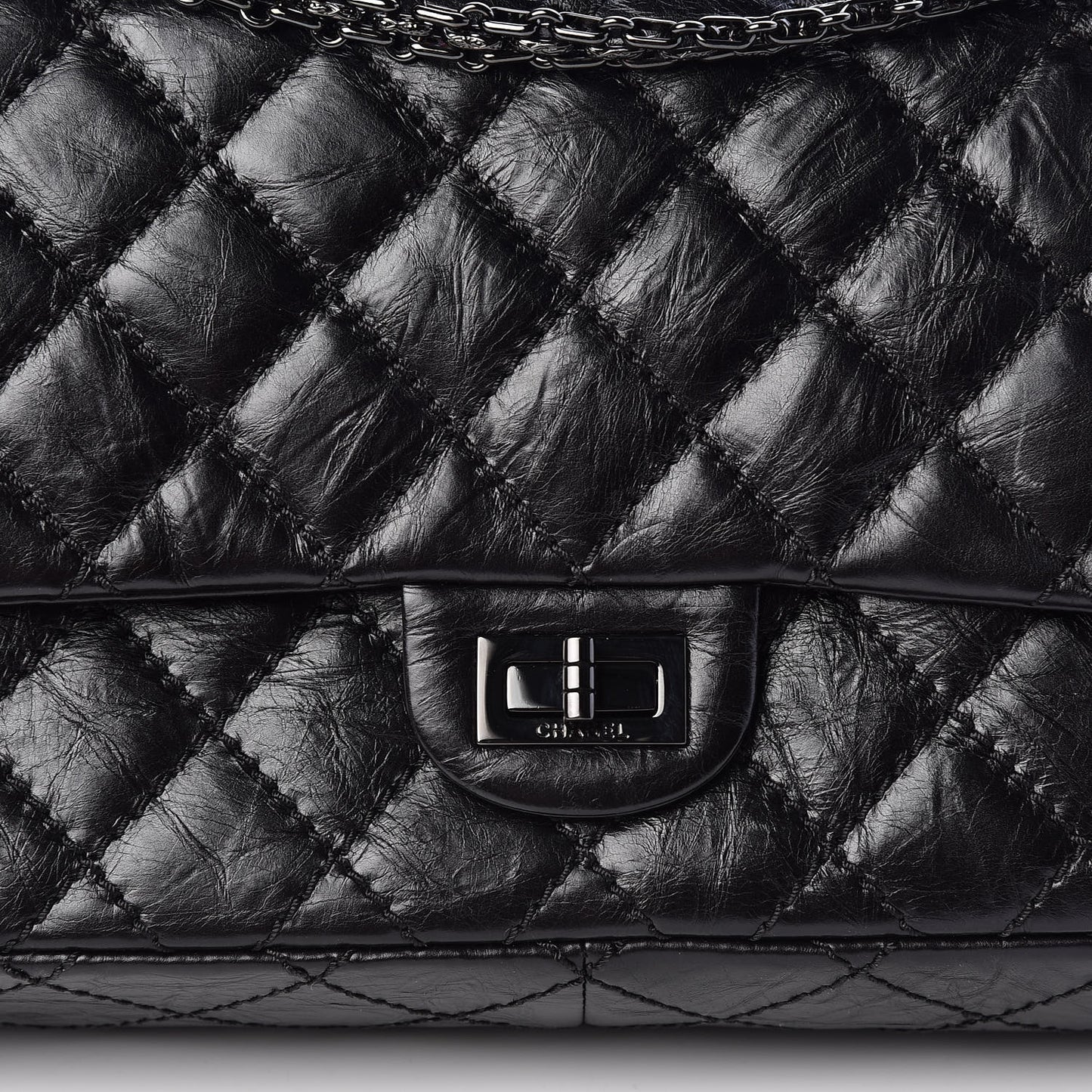 Aged Calfskin Quilted 2.55 Reissue 226 Flap So Black