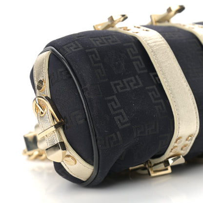 Versace Calfskin Nylon Madonna Satchel Black Gold 7 of 9