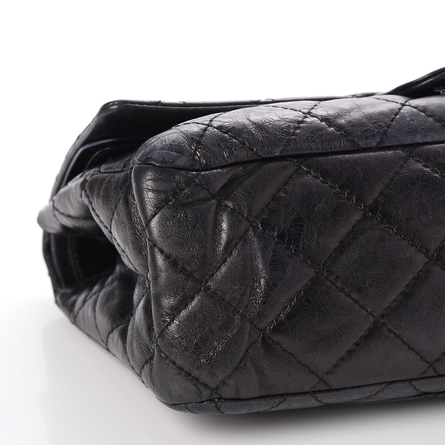 Metallic Aged Calfskin Quilted 2.55 Reissue 227 Flap Black