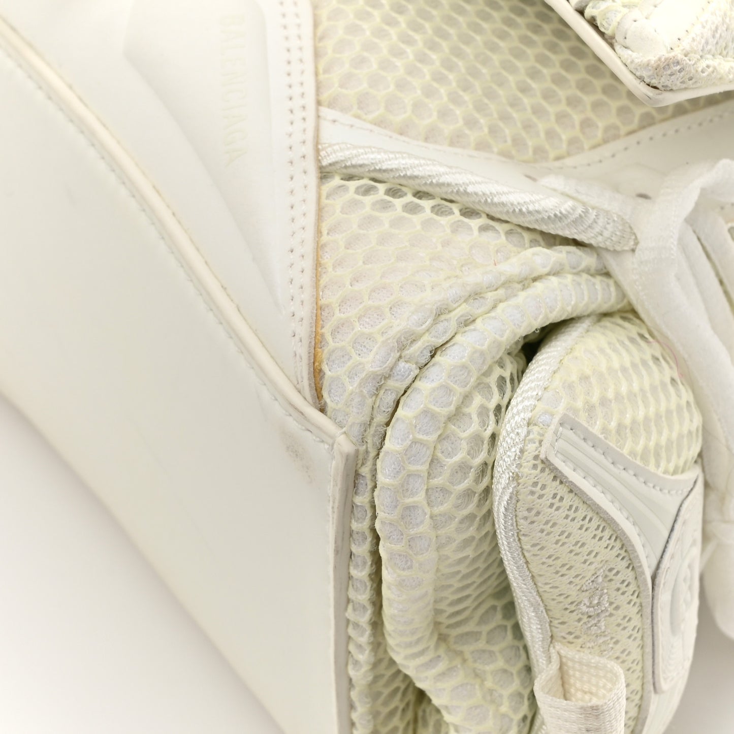 Faux Calfskin Fabric Glow In The Dark Small Sneakerhead Top Handle Bag White