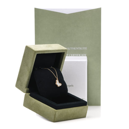 Van Cleef & Arpels 18K Yellow Gold Mother of Pearl Sweet Alhambra Butterfly Pendant Necklace 6 of 6