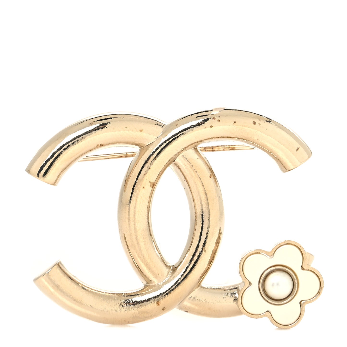 Metal CC Camellia Brooch Light Gold