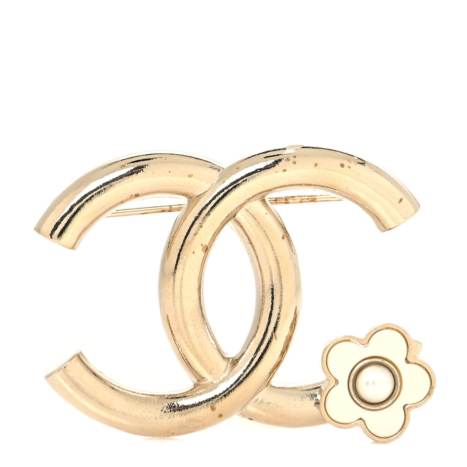 Chanel Metal CC Camellia Brooch Light Gold 1 of 4