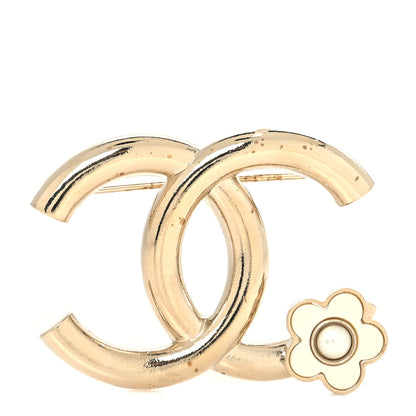Chanel Metal CC Camellia Brooch Light Gold 1 of 4