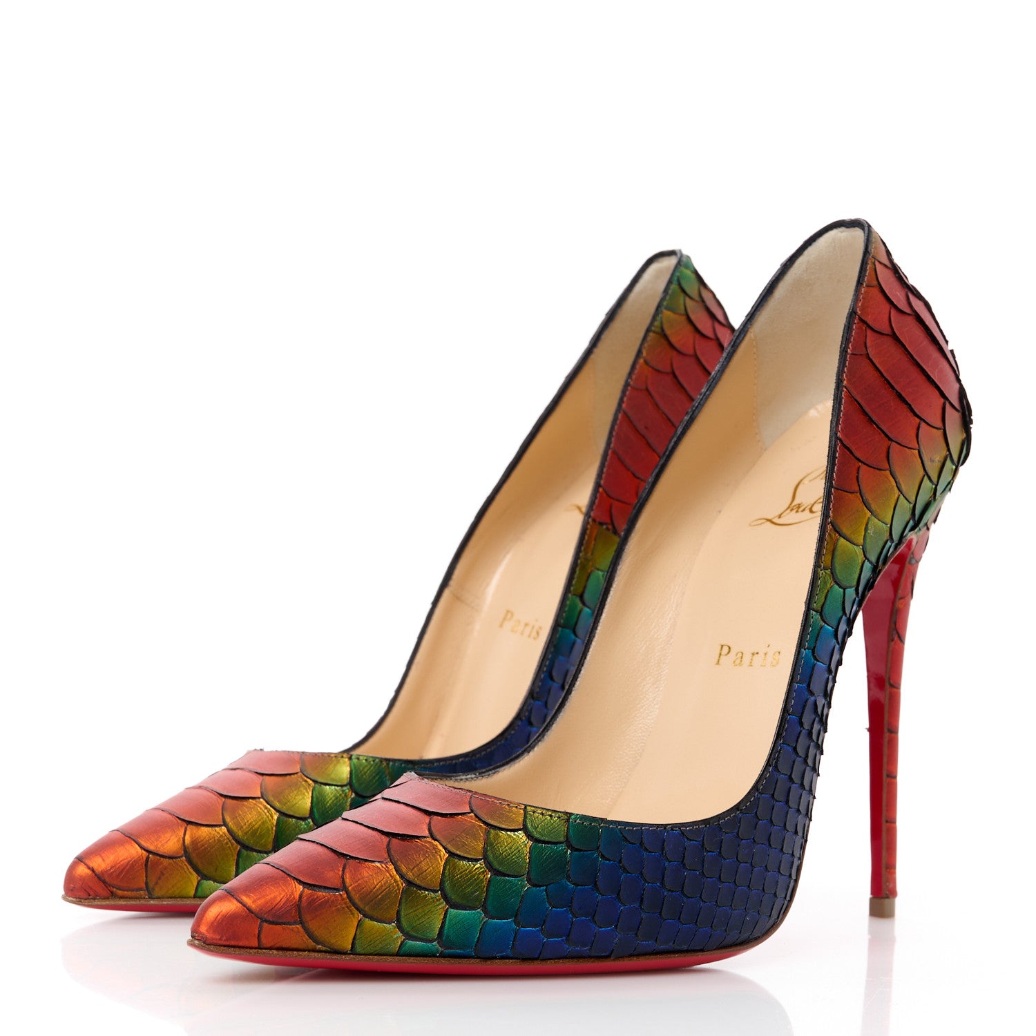 Christian Louboutin Metallic Snakekin So Kate 120 Pumps 38 Capucine 3 of 8
