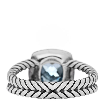 David Yurman Sterling Silver Diamond Blue Topaz 7mm Petite Albion Ring 54 7 4 of 5