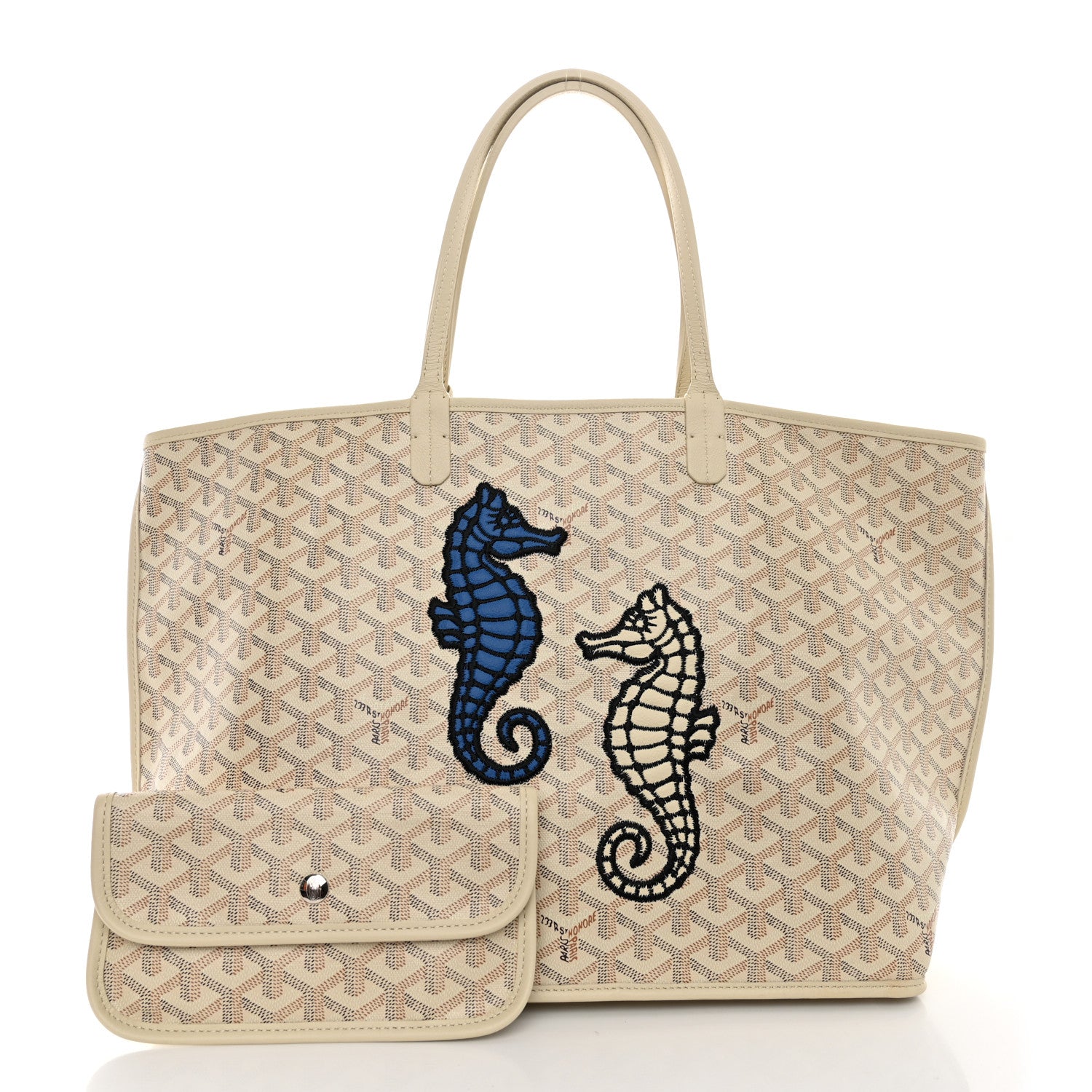 Goyard Goyardine Embroidered Seahorse Reversible Anjou PM Sand 4 of 19