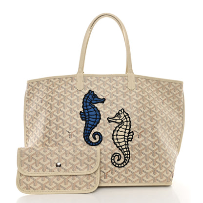 Goyard Goyardine Embroidered Seahorse Reversible Anjou PM Sand 4 of 19