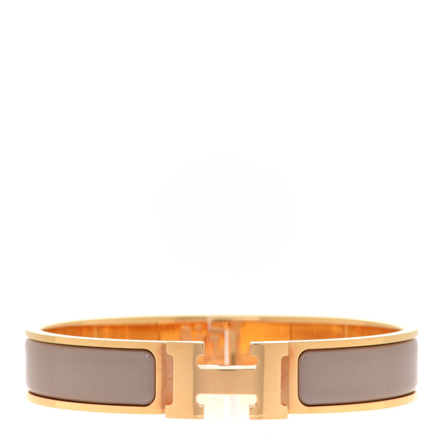 Enamel Narrow Clic Clac H Bracelet GM Marron Glace