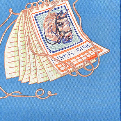 Hermes Silk Chevaloscope Scarf 90 Bleu Orange Multicolor 2 of 3