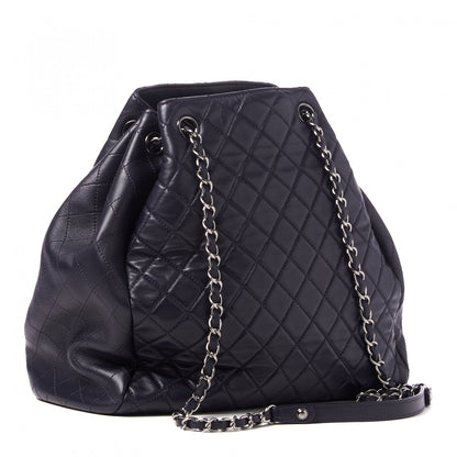 Chanel Lambskin Quilted Large Drawstring Shoulder Bag Dark Purple 2 of 10