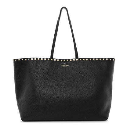 Valentino Garavani Grained Calfskin Rockstud Shoulder Tote Black 1 of 13