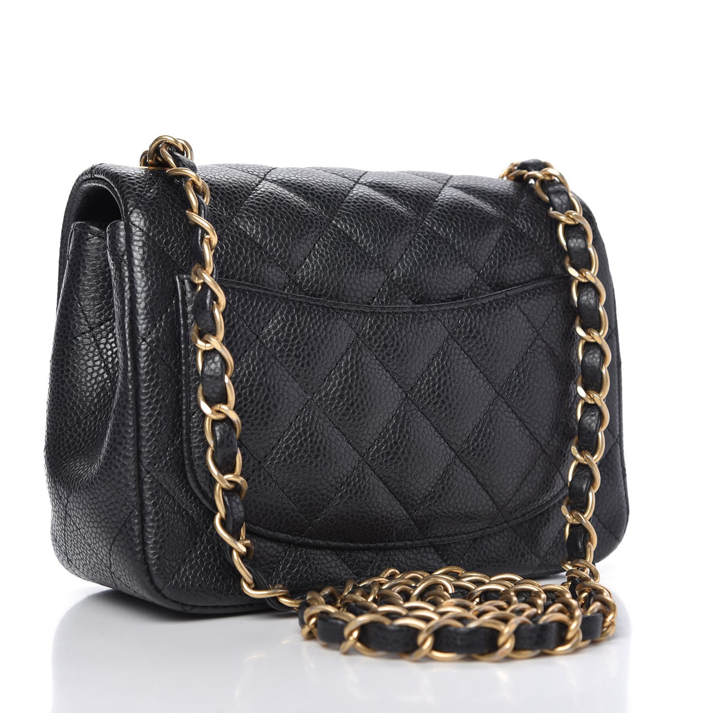 Caviar Quilted Mini Square Flap Dark Charcoal