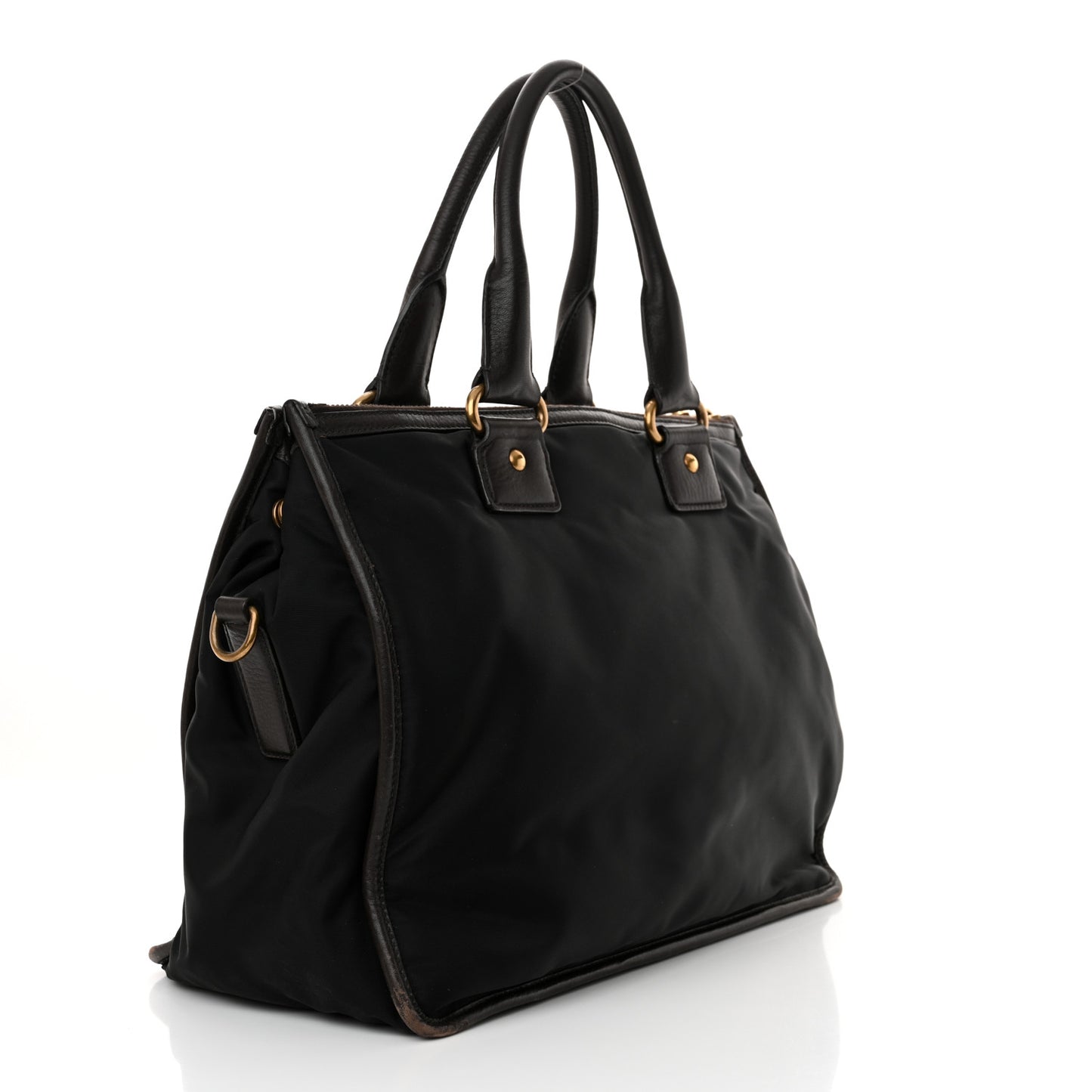 Tessuto Nylon Jacquard Logo Tote Black Teak