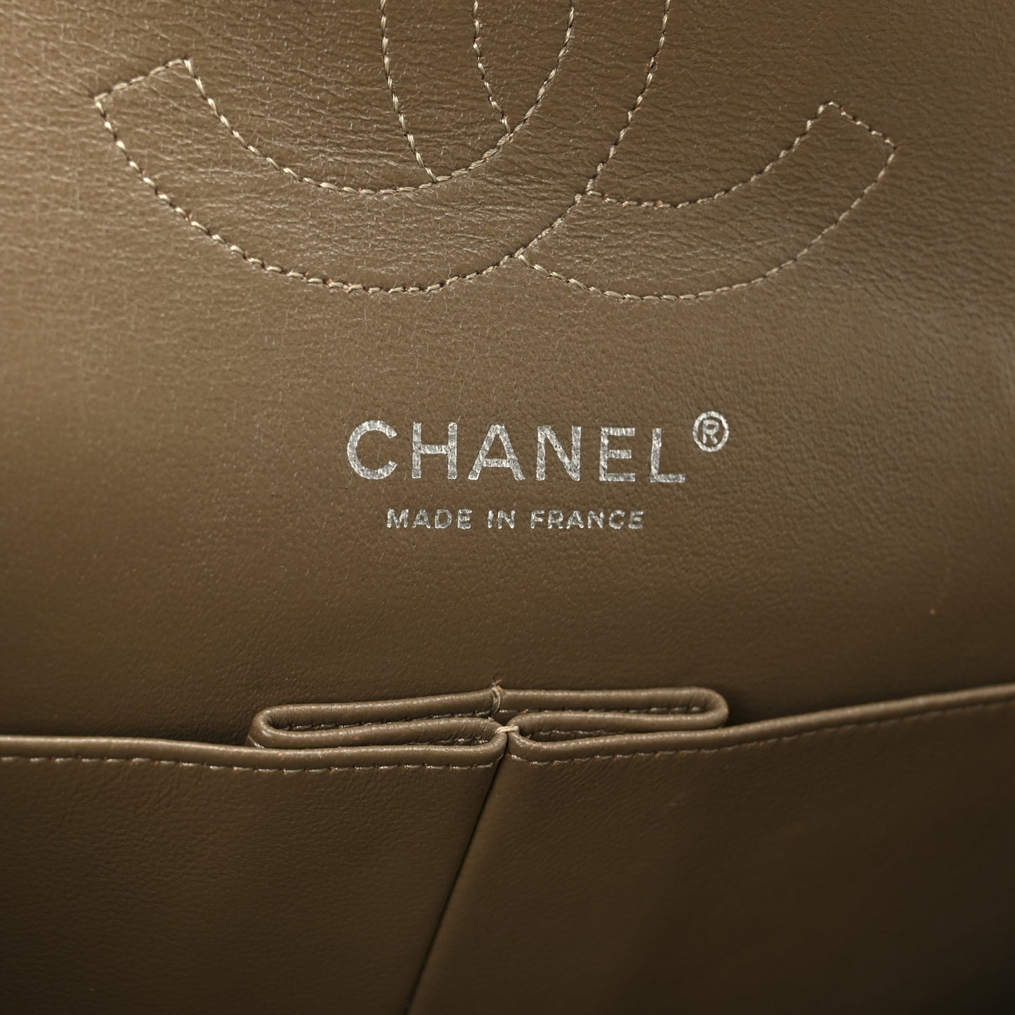Crinkled Patent Quilted Medium Double Flap Beige