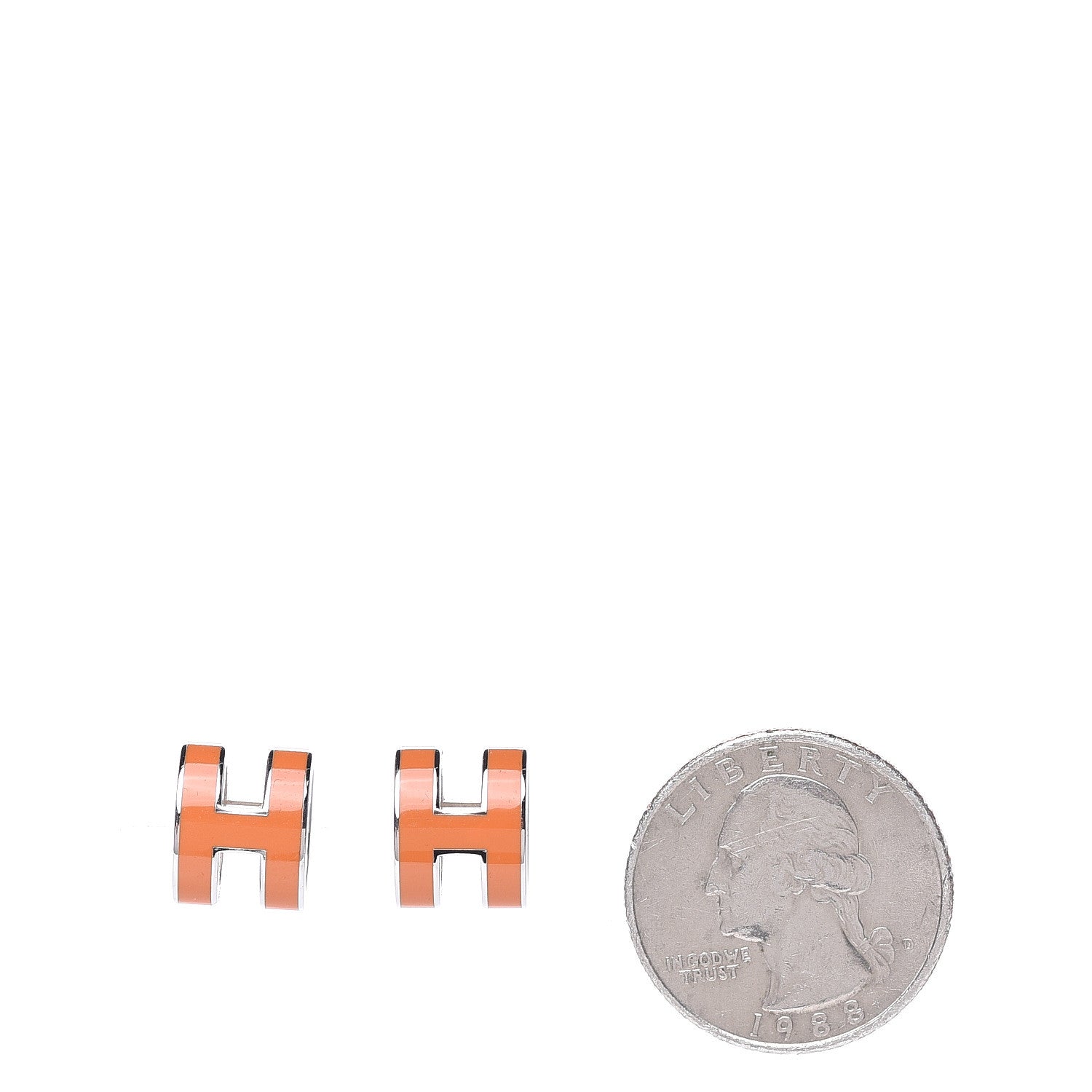 Hermes Gold Lacquered Pop H Earrings Orange 2 of 5
