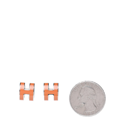 Hermes Gold Lacquered Pop H Earrings Orange 2 of 5