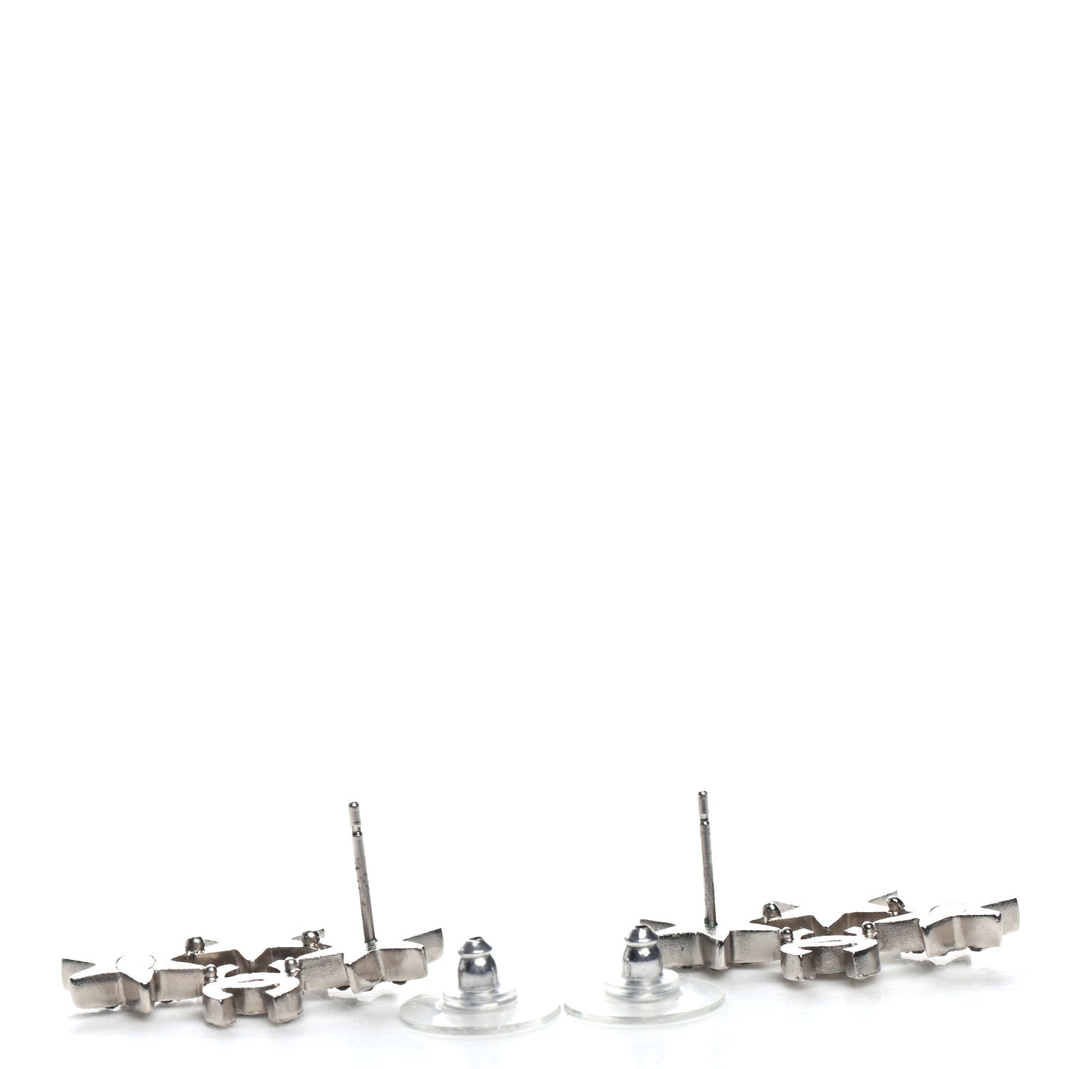 Chanel Crystal CC Star Earrings Silver 3 of 4