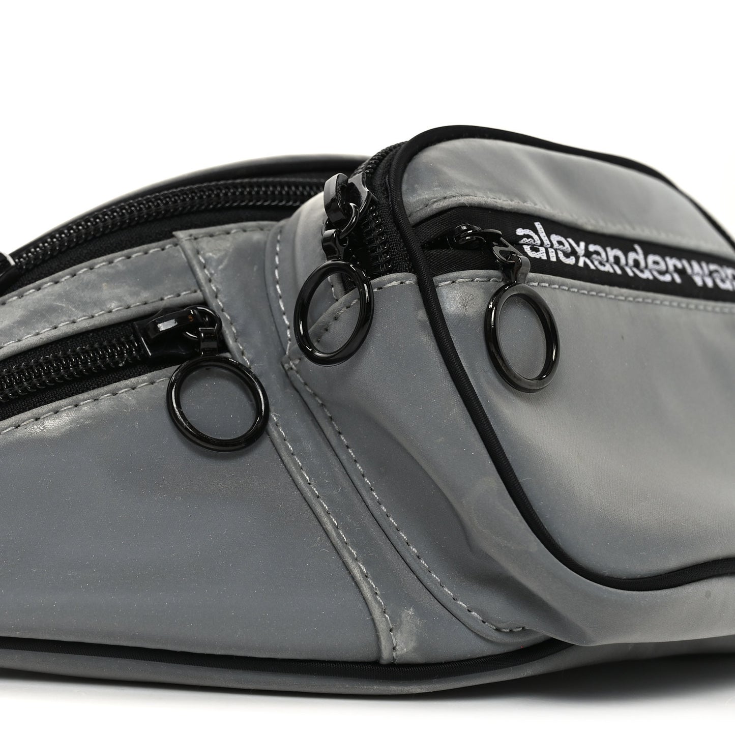 Nylon Logo Printed Attica Belt Bag Reflective Silver