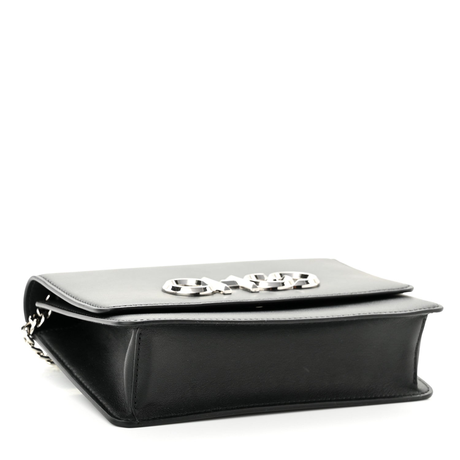 Jimmy Choo Smooth Calfskin Sidney Flap Chain Bag Black 4 of 10