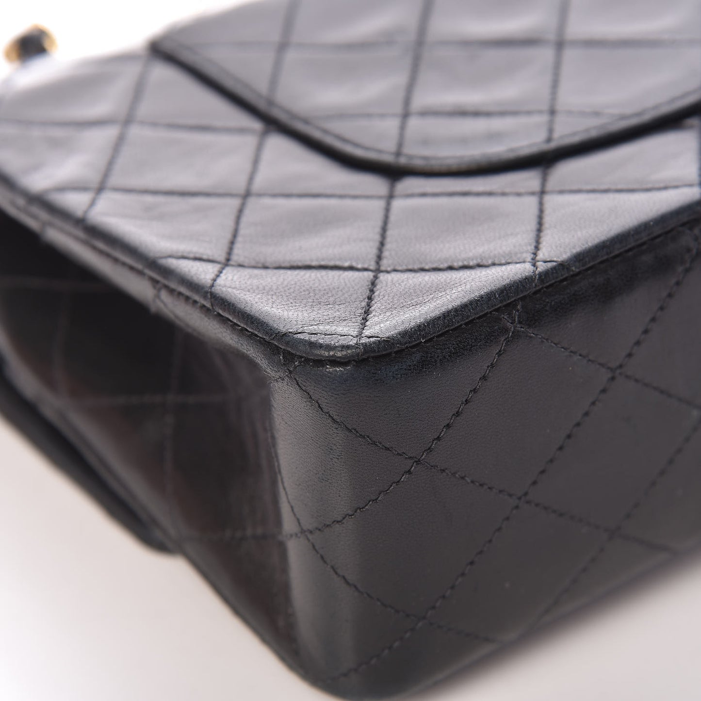 Lambskin Quilted Medium Double Flap Black