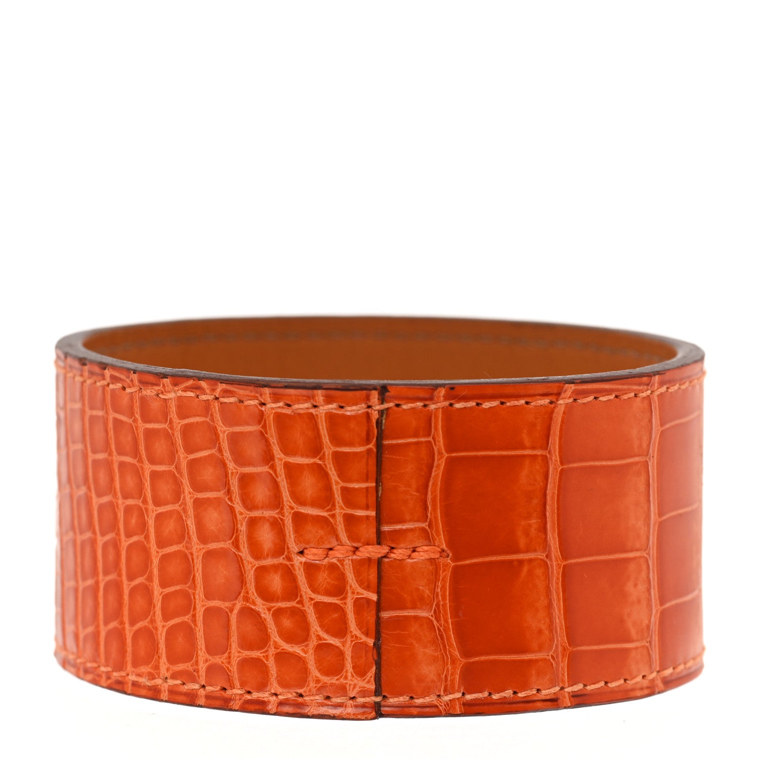 Hermes Alligator Wide Jack Bracelet M Orange 3 of 6