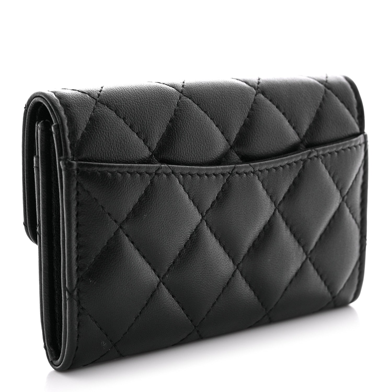 Chanel Lambskin Quilted Flap Card Holder Wallet So Black 3 of 11
