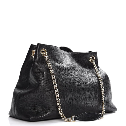 Gucci Pebbled Calfskin Medium Soho Chain Shoulder Bag Black 3 of 11