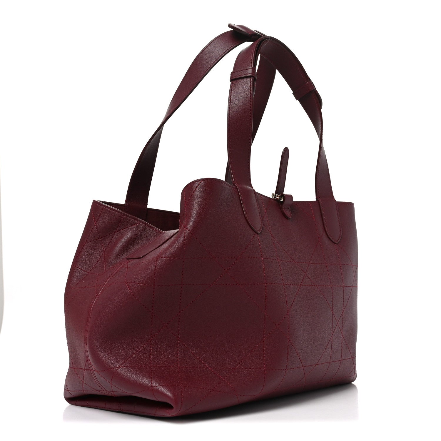 Christian Dior Calfskin Macrocannage Medium Toujours Vertical Tote Burgundy 4 of 12