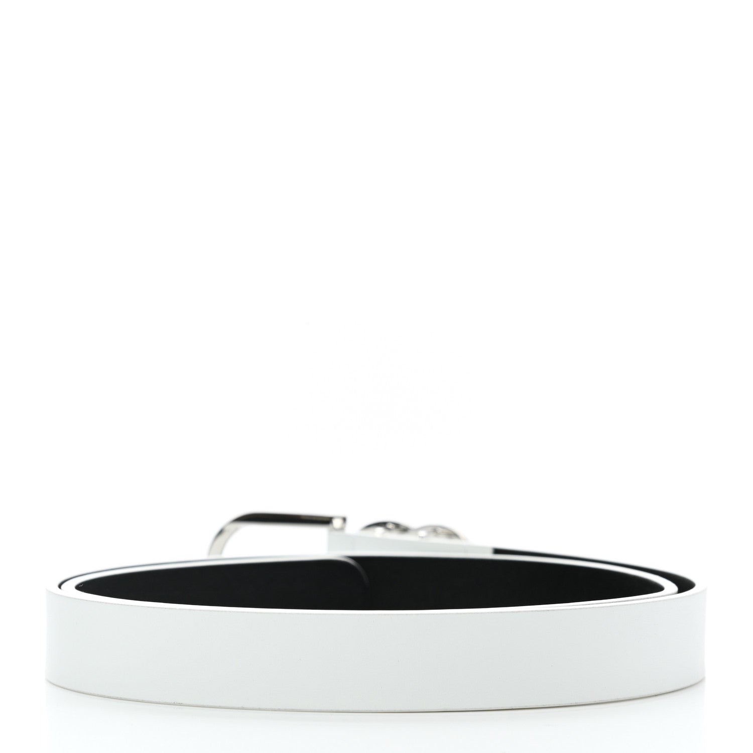 Chanel Calfskin Crystal CC Buckle Belt 80 32 White 2 of 6