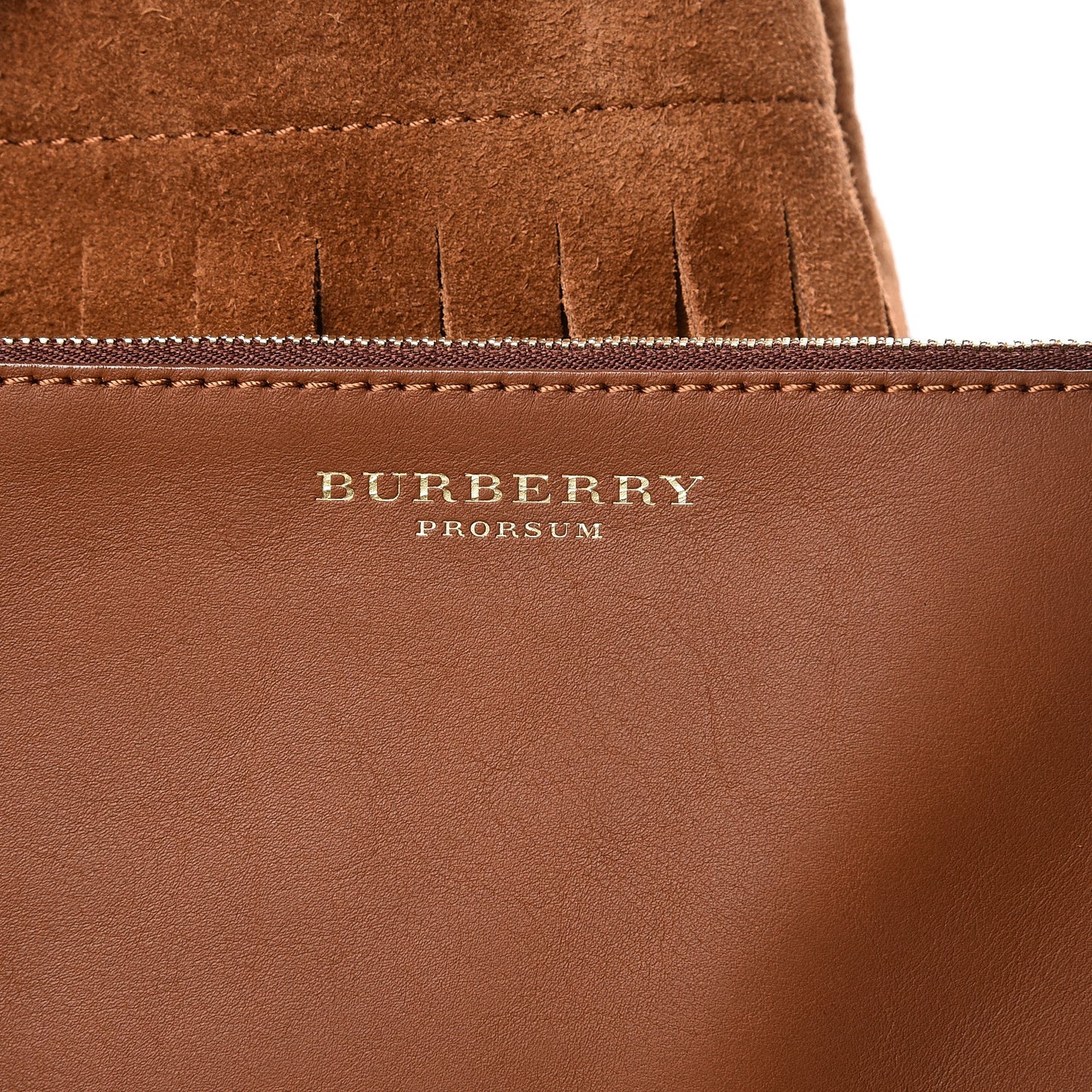 Prorsum Suede Fringe Bucket Bag Cognac